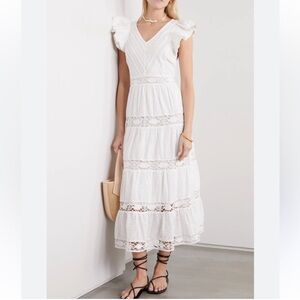 Sea New York White Lea Flutter Sleeve Midi Dress